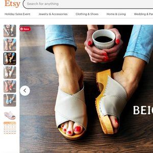 beige Leather cross toe handmade sandals from etsy size 7